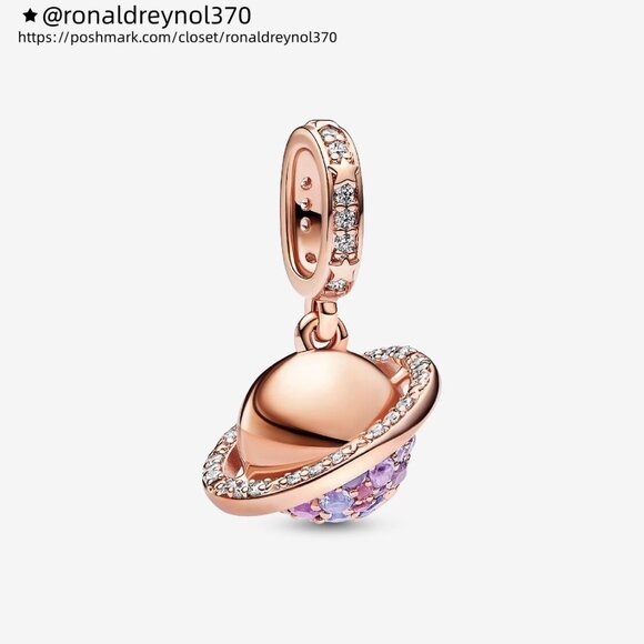 Pandora Planet Saturn Sparkling Dangle Charm - Picture 1 of 5